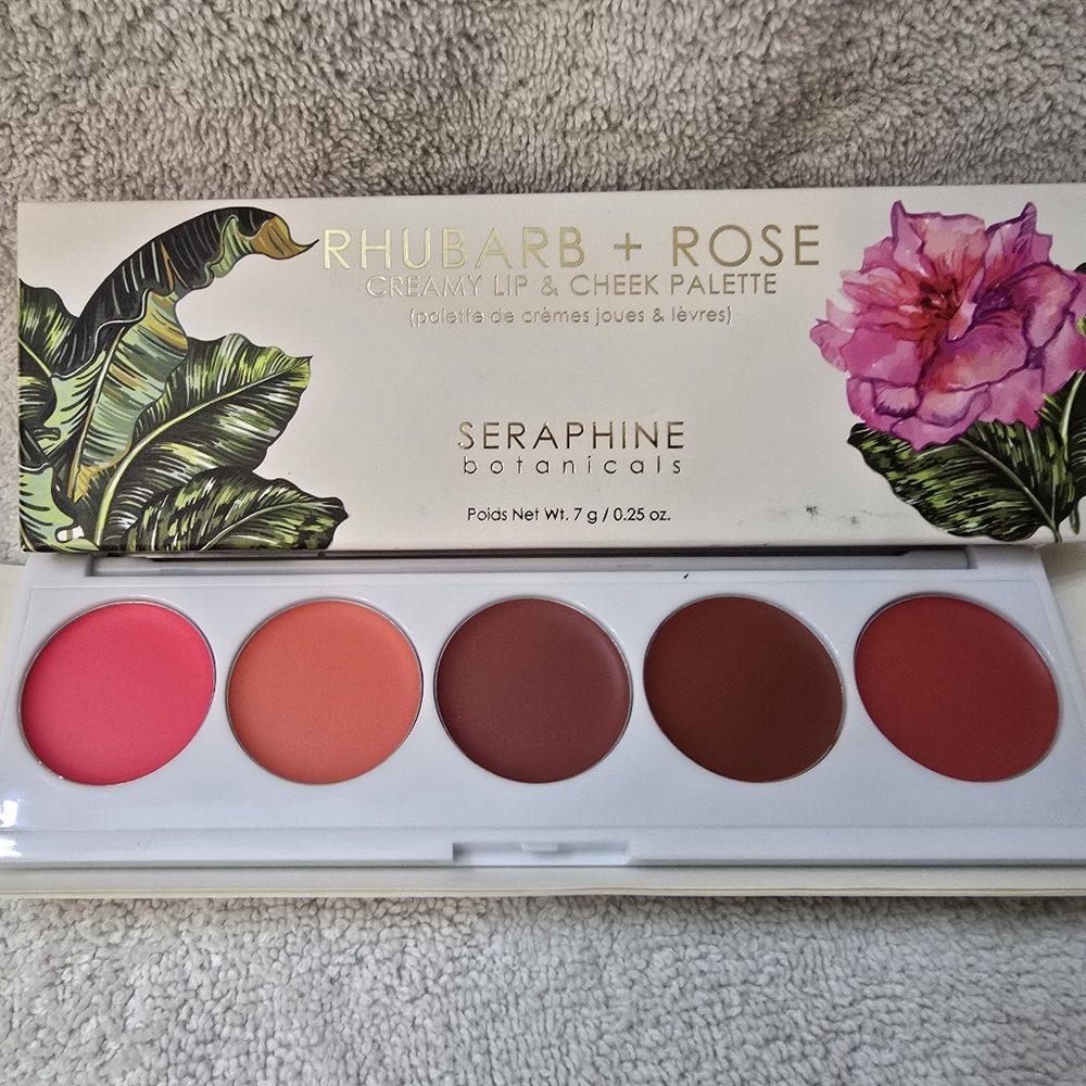 Seraphine Botanicals Rhubarb & Rose Creamy Lip & Cheek Palette